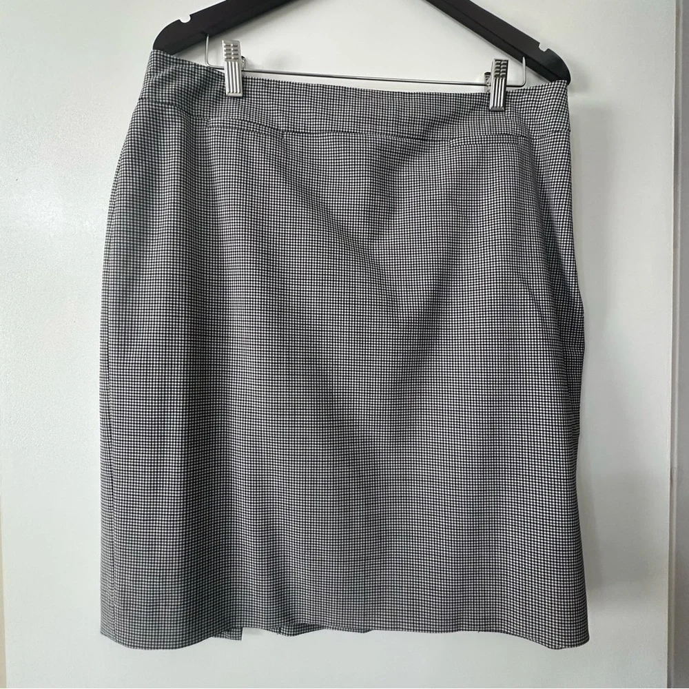 Banana Republic Plaid Blue Cream Black Pencil Suit Skirt Size 14